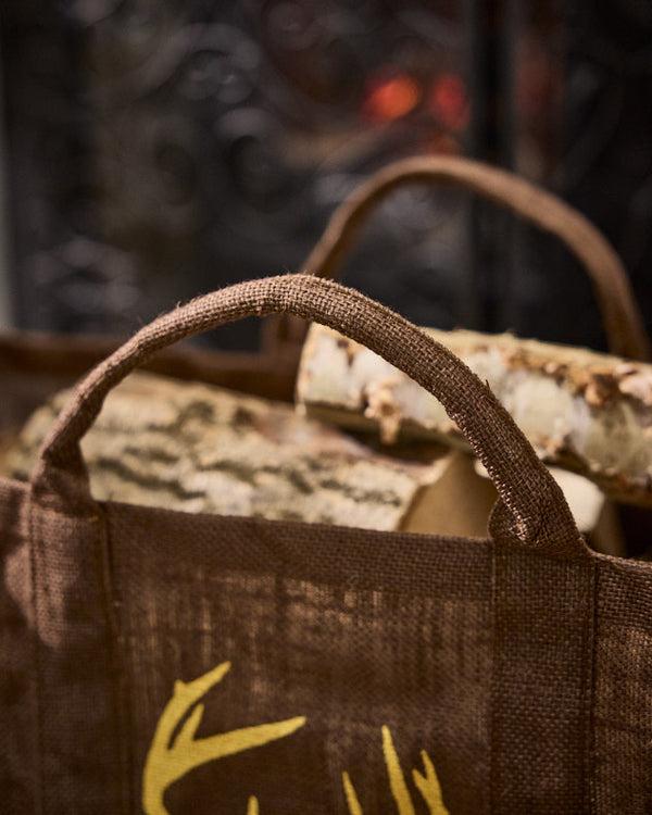 Dibor Dark Brown Stag Jute Log Bag