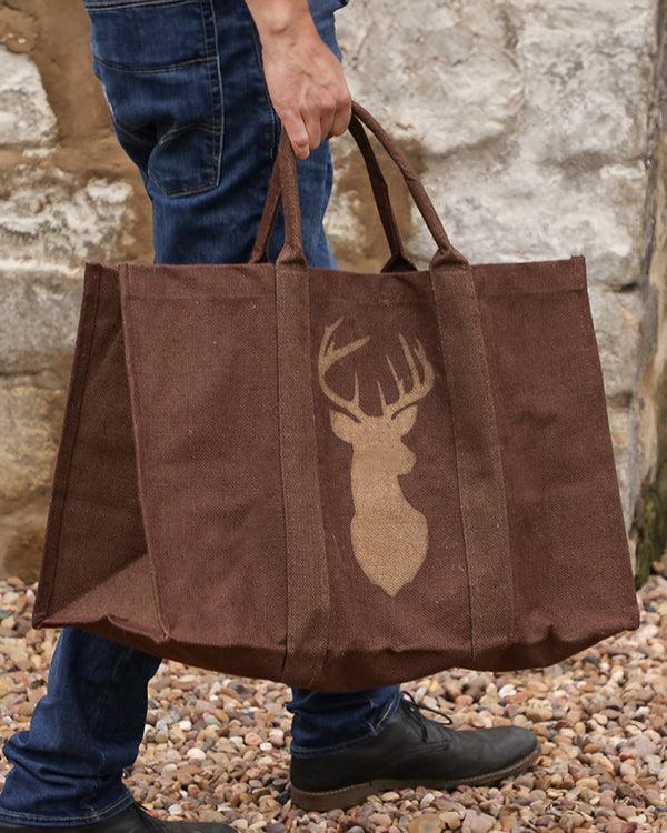 Dibor Dark Brown Stag Jute Log Bag