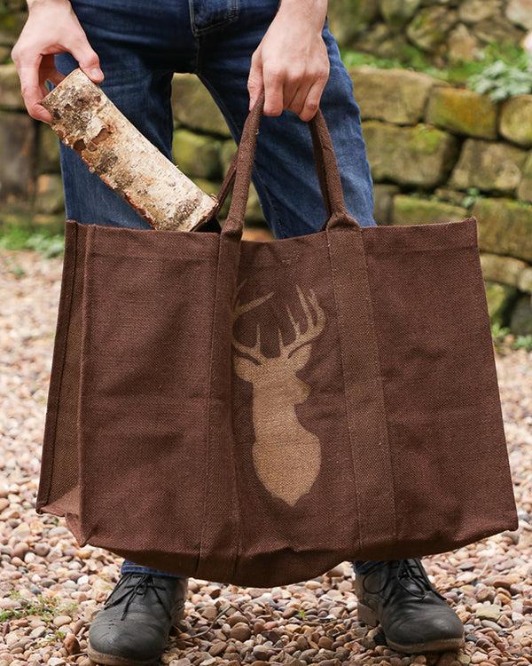 dibor Dark Brown Stag Jute Log Bag