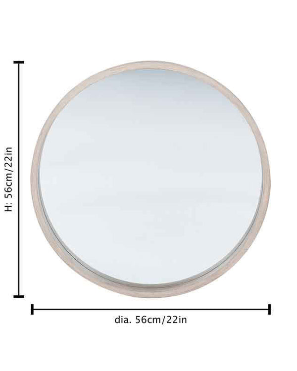 Dibor Deane Natural Wood Round Mirror