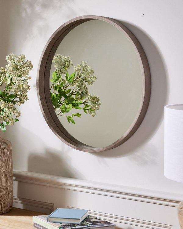 dibor Deane Natural Wood Round Mirror