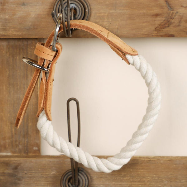 dibor Dog Rope Collar with Real Leather Strap