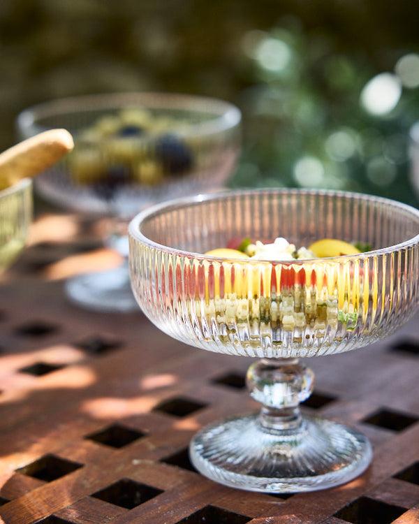 Dibor Dorata Ribbed Glass Footed Bowl