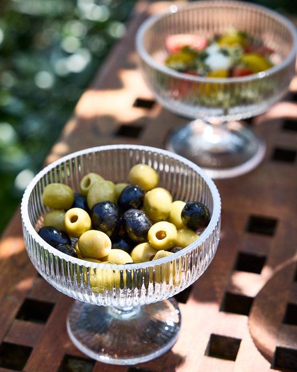 Dibor Dorata Ribbed Glass Footed Bowl