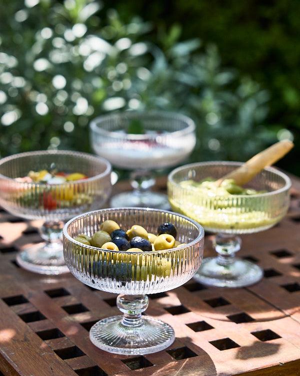 dibor Dorata Ribbed Glass Footed Bowl