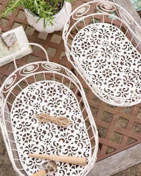 Dibor Duras Set Of 2 Vintage Cream Baskets