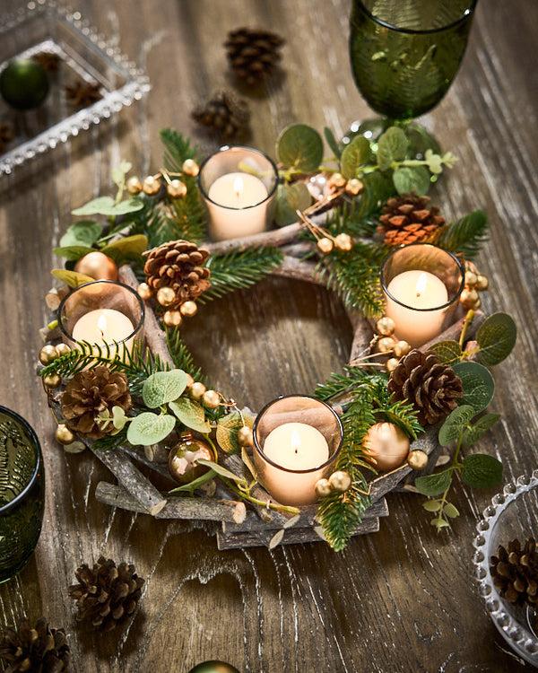 dibor Eucalyptus Round Candle Holder Centrepiece