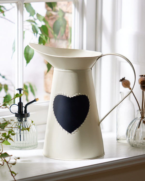 dibor Extra Large Vintage Cream Heart Jug Vase