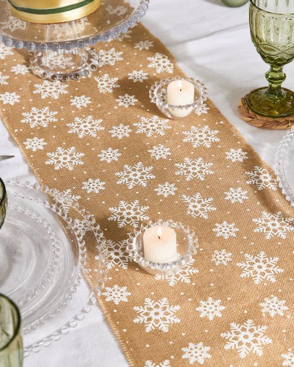 Dibor Extra Wide Jute Snowflake Table Runner