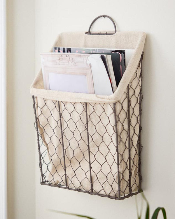 dibor Fabric Lined Wire Storage Basket