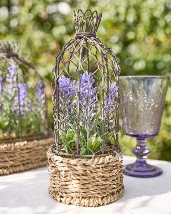 Dibor Faux Lavender In Birdcage Basket