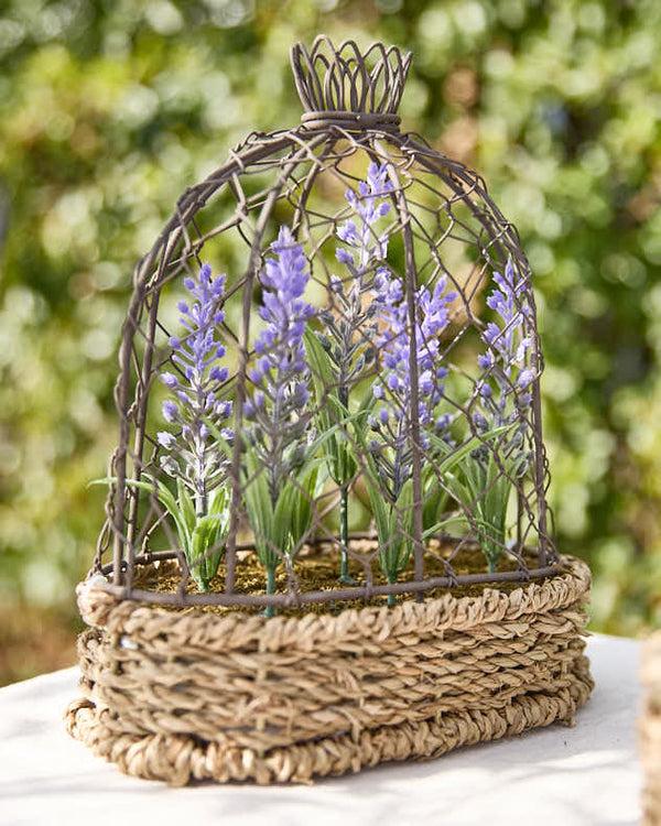 Dibor Faux Lavender In Birdcage Basket