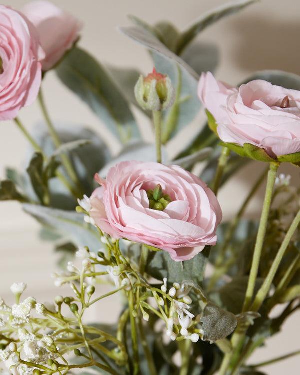 Dibor Faux Pink Ranunculus Spray In Vase