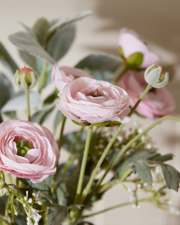 Dibor Faux Pink Ranunculus Spray In Vase