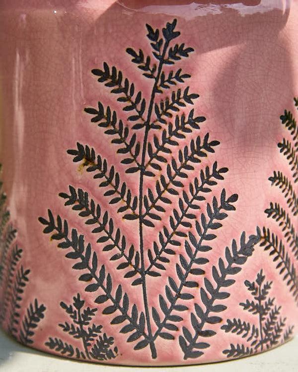 Dibor Fern Leaf Pink Milk Churn Flower Vase