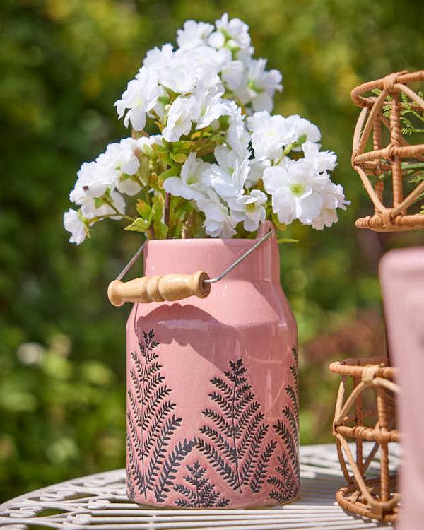 dibor Fern Leaf Pink Milk Churn Flower Vase