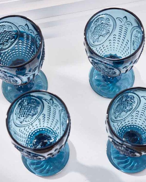 Dibor Fleur De Lys Blue Wine Goblet
