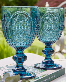 Dibor Fleur De Lys Blue Wine Goblet