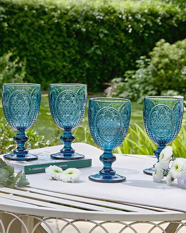 dibor Fleur de Lys Blue Wine Goblet