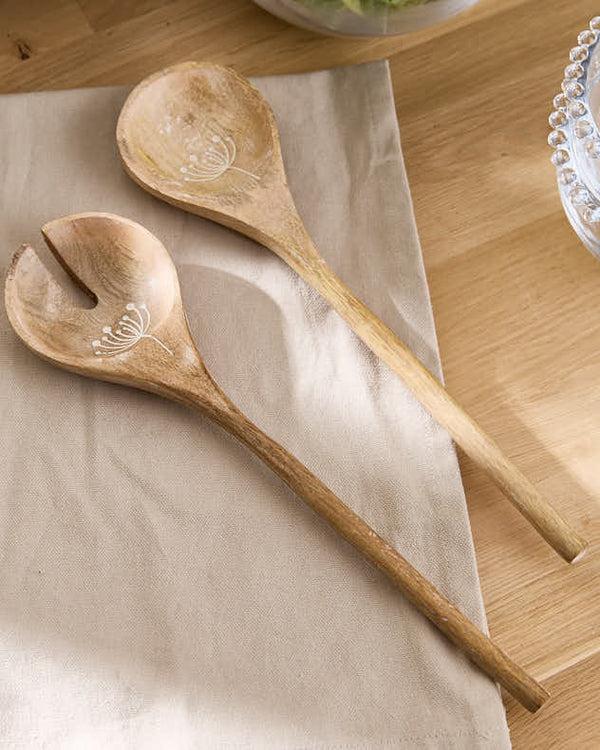 dibor Flora Carved Wooden Salad Servers