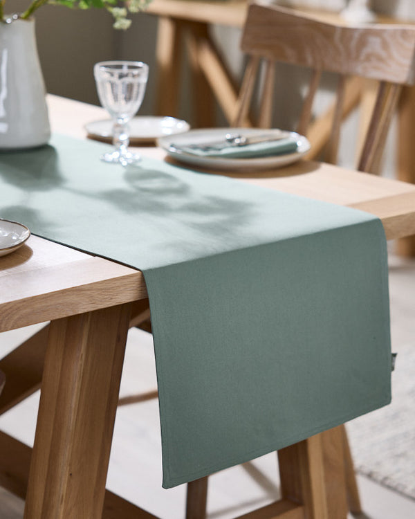 dibor Forest Green Cotton Table Runner