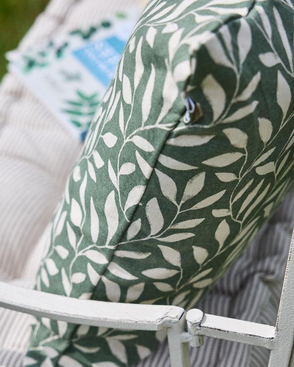 Dibor Forest Green Leaf Cotton Cushion