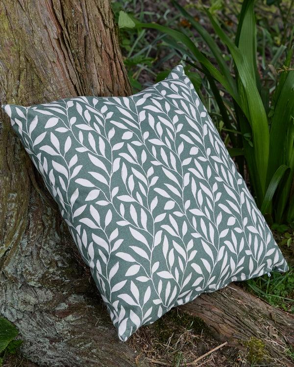 dibor Forest Green Leaf Cotton Cushion
