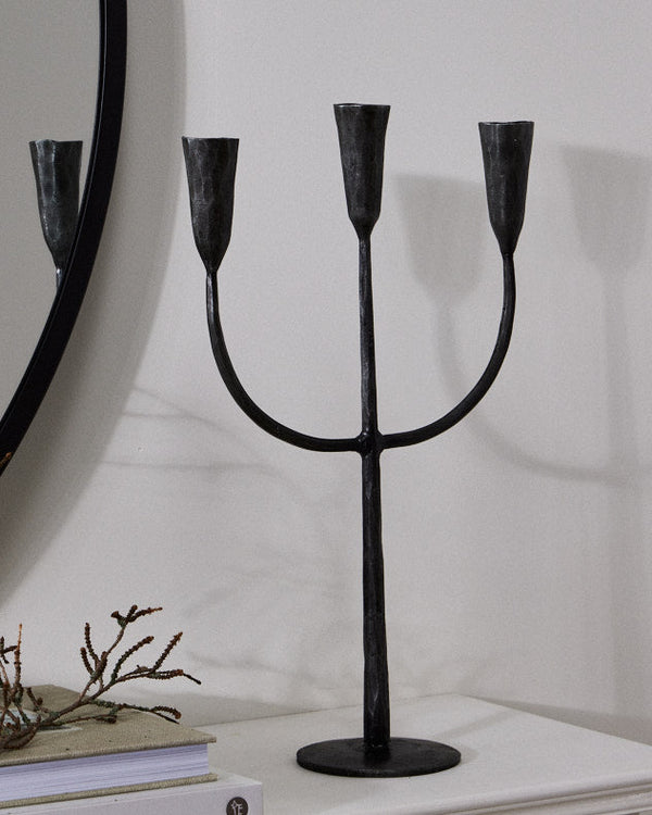 Dibor Forged Iron Trident Candelabra