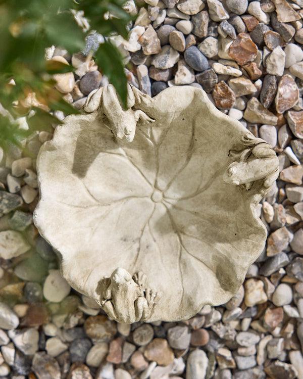 Dibor Frogs On Leaf Stone Bird Dish
