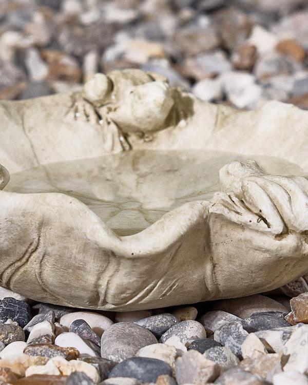 Dibor Frogs On Leaf Stone Bird Dish