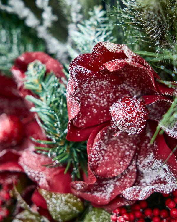 Dibor Frosted Flowers Half Wreath