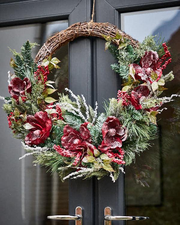 dibor Frosted Flowers Half Wreath