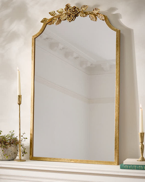 dibor Gold Floral Mantel Mirror