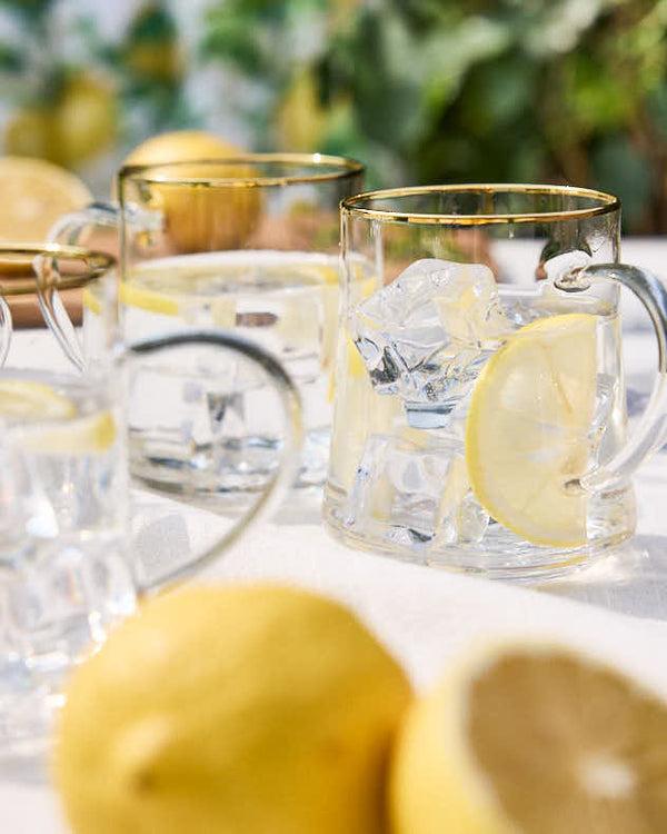 Dibor Gold Rimmed Glass Mugs