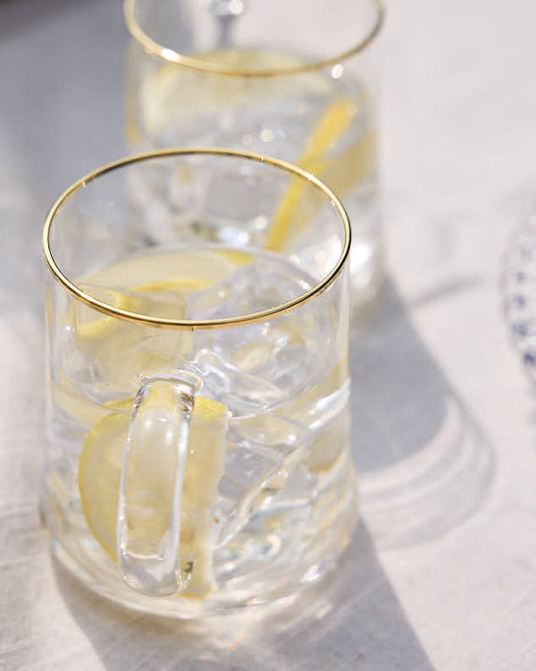 Dibor Gold Rimmed Glass Mugs