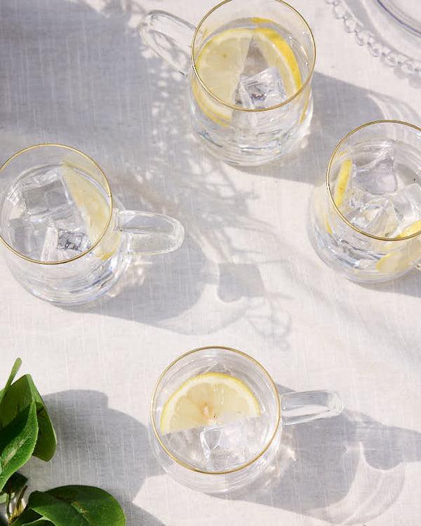 Dibor Gold Rimmed Glass Mugs