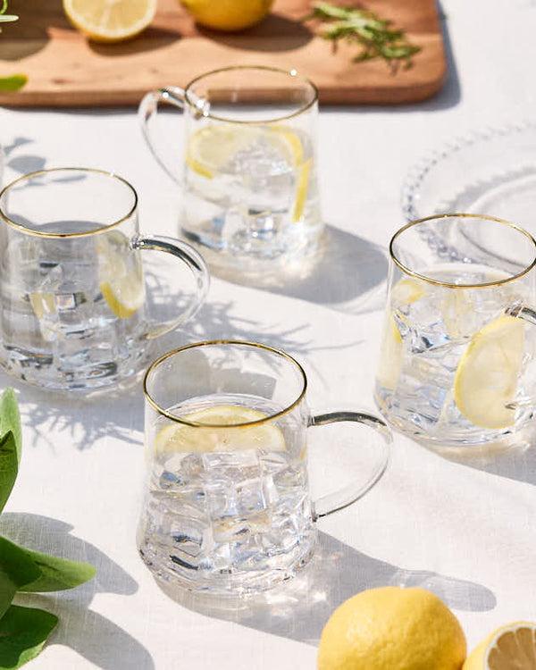 Dibor Gold Rimmed Glass Mugs