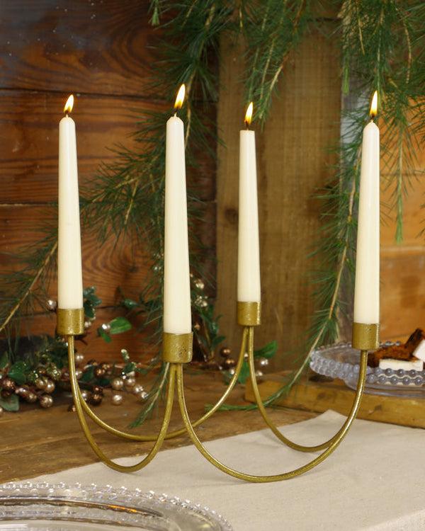 dibor Gold Wave Taper Candle Holder