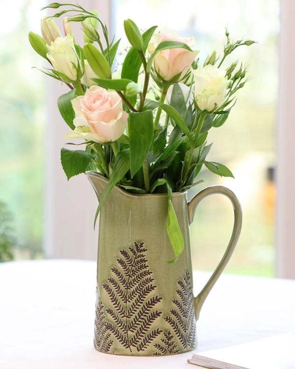 Dibor Green Fern Pitcher Jug Vase