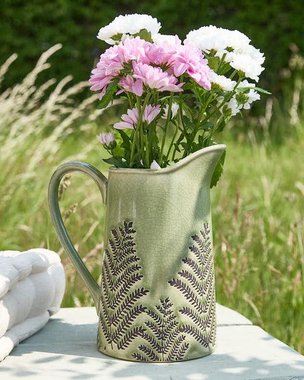 dibor Green Fern Pitcher Jug Vase