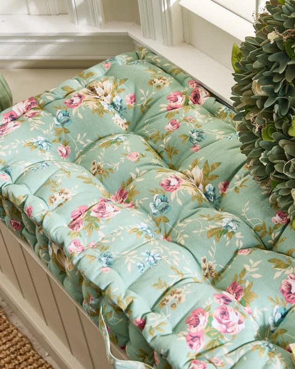 Dibor Green Floral Indoor Bench Cushion