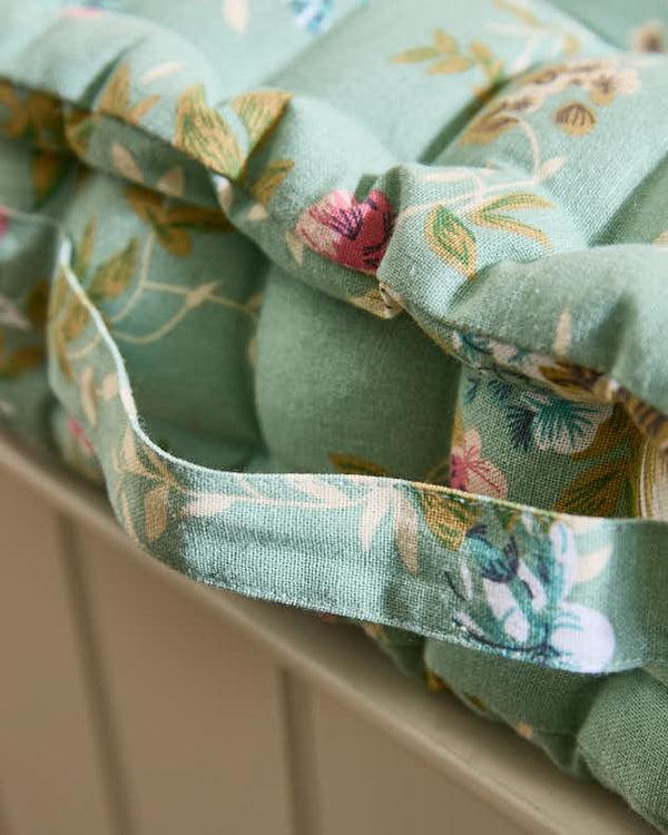 Dibor Green Floral Indoor Bench Cushion