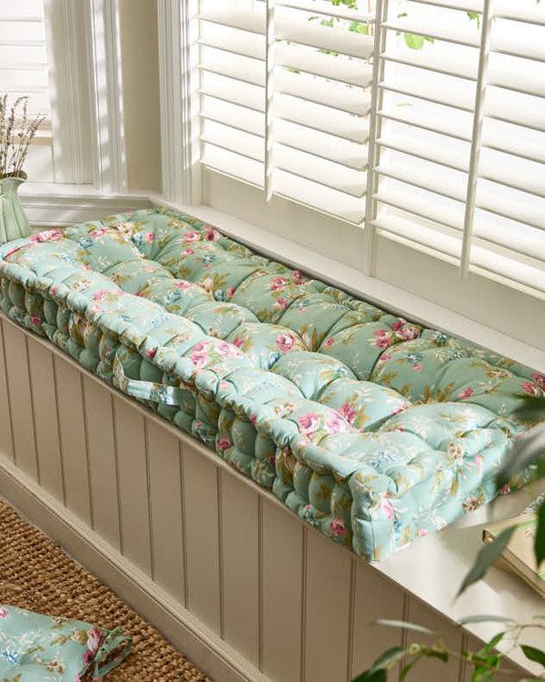 dibor Green Floral Indoor Bench Cushion