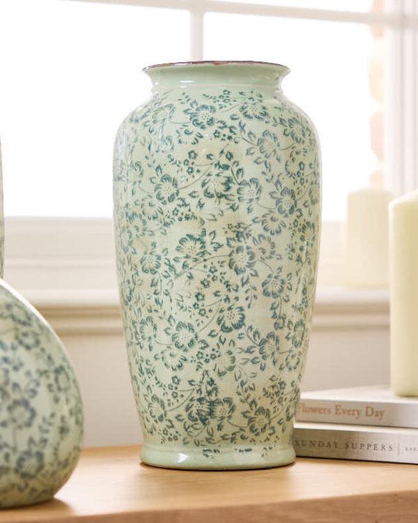 dibor Green Floral Urn Vase