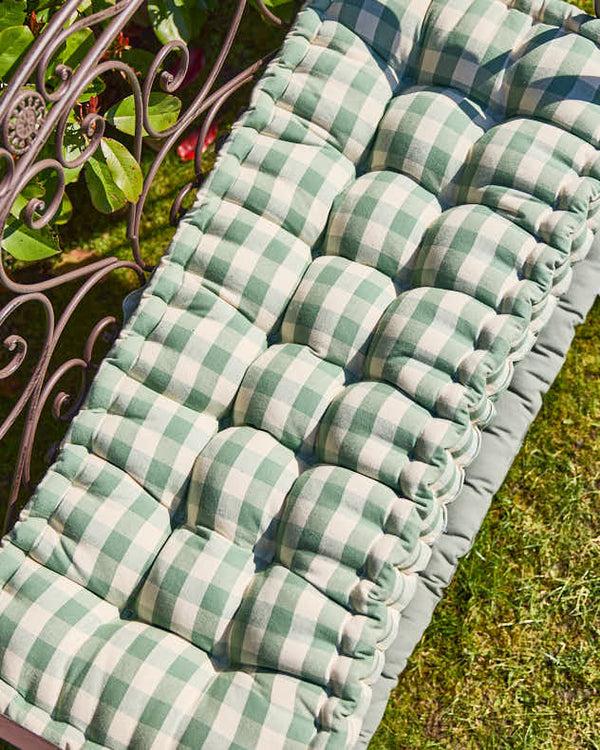 Dibor Green Gingham Garden Bench Cushion