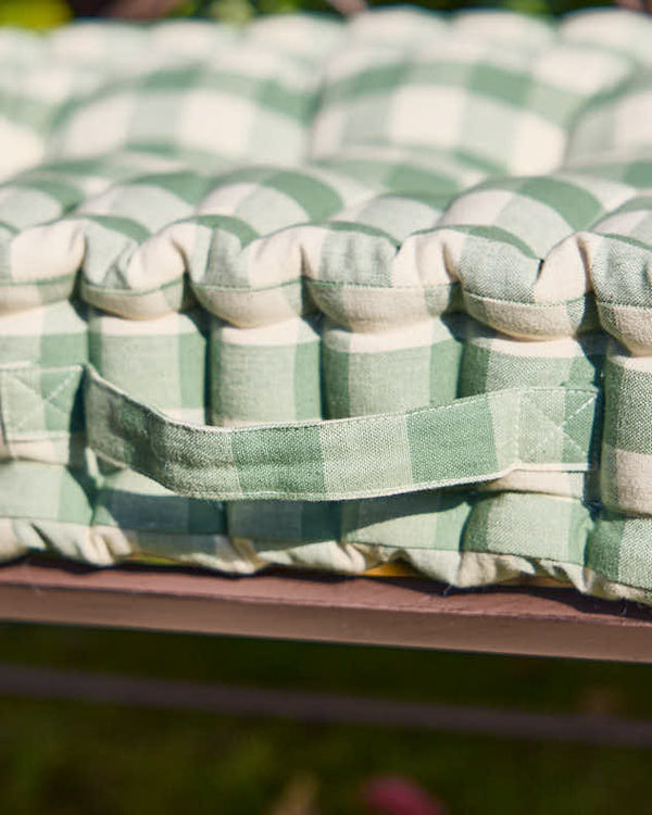 Dibor Green Gingham Garden Bench Cushion