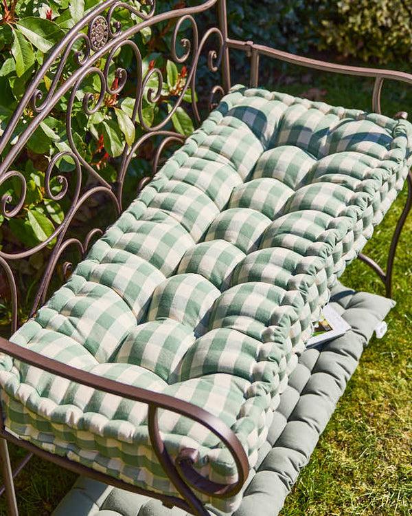 dibor Green Gingham Garden Bench Cushion