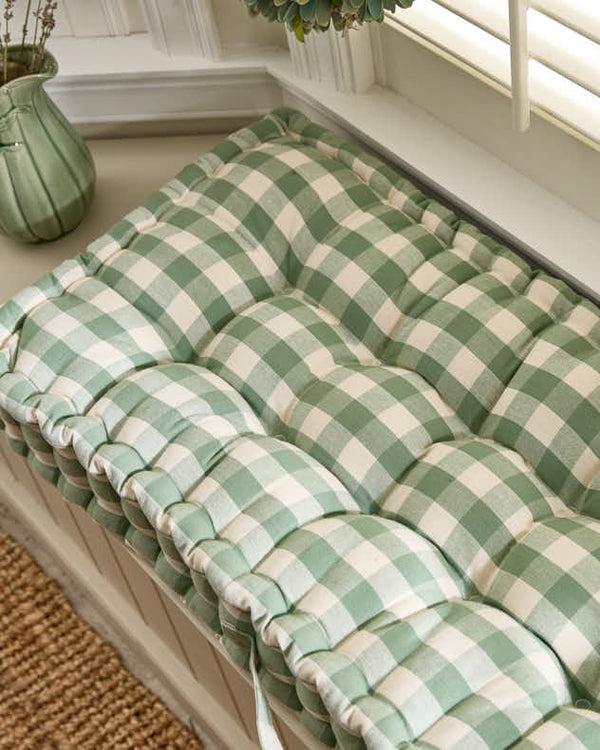 Dibor Green Gingham Indoor Bench Cushion