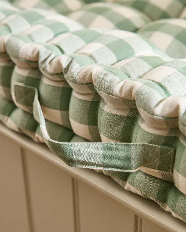 Dibor Green Gingham Indoor Bench Cushion