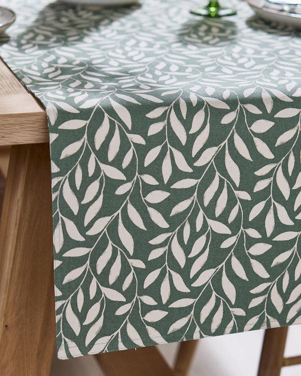 Dibor Green Leaf Cotton Table Runner
